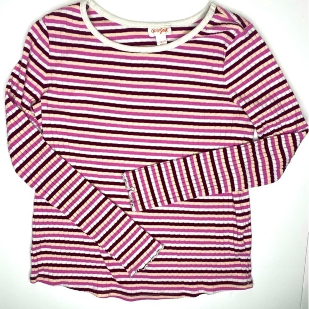 Cat & Jack Ribbed Long Sleeve Striped Soft Shirt sz 10-12